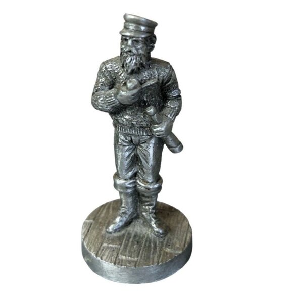 Hudson Fine Pewter Fishing Sea Captain Ahab Miniature Nautical Figurine Vintage - Picture 1 of 16
